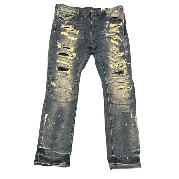 Smoke Rise Jeans Mens 42x32 Paint Splattered Distressed Grunge Y2K 90's Hip Hop - Picture 1 of 10
